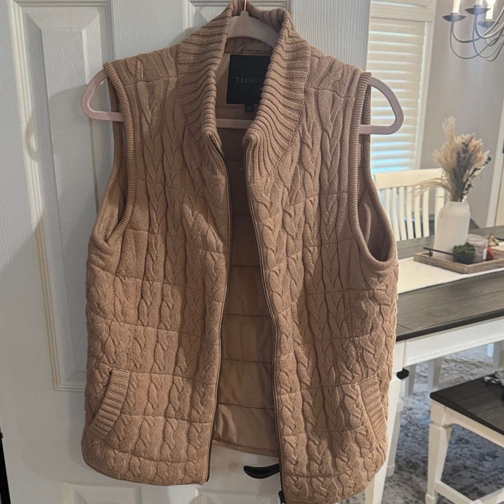 Talbots Quilted Vest in Warm Tan